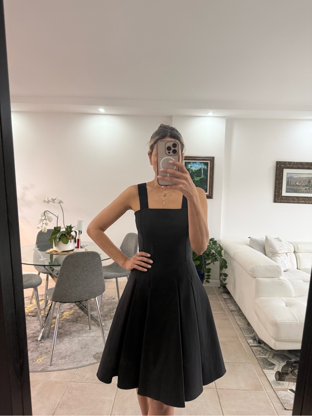 A/X Armani Exchange Black Square-Neck Fit & Flare Midi Dress - Picture 2 of 8